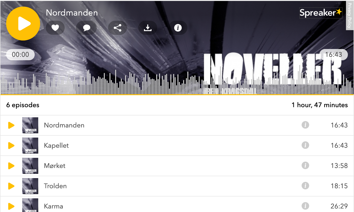 Podcast/lydfiler af noveller